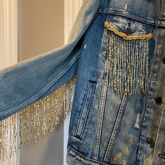 Hand beaded levi’s denim jacket - Picture 3 of 8